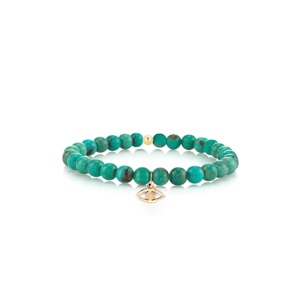 Bratara turcoaz si evil eye - Aur galben de 14K