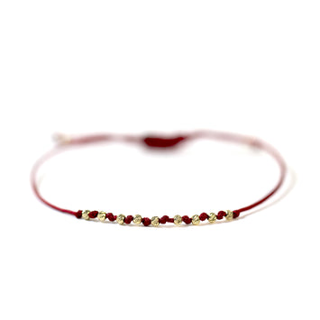 Bratara pentru copii din aur galben de 14K cu snur colorat