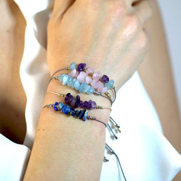 Bratara din aur galben de 14K si acvamarin