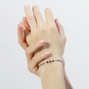 Bratara din aur galben de 14K si Lapis lazuli