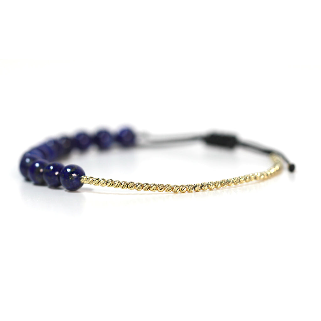 Bratara din aur galben de 14K si Lapis lazuli
