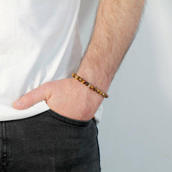 Bratara din aur galben de 14K si ochi de tigru