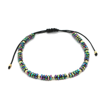 Bratara din aur galben 14k si hematit electroplacat