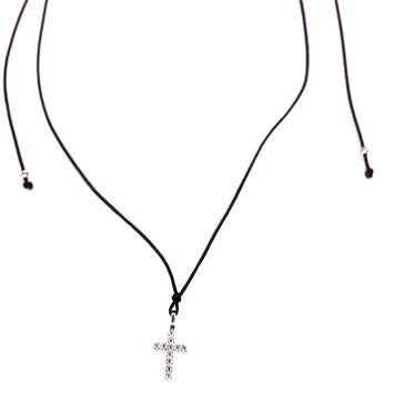 Colier pe snur si pandant din aur alb de 14K