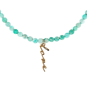 Colier din aur galben de 14K si amazonit