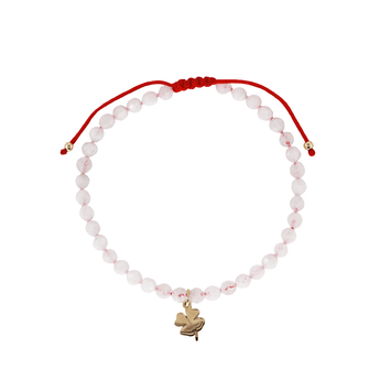 Bratara snur cu piatra lunii si pandant trifoi - Aur galben de 14K