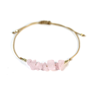 Bratara din aur galben de 14K si cuart roz