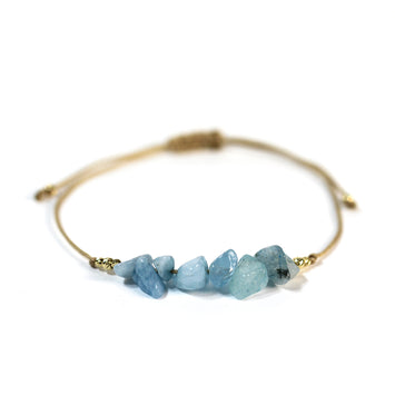 Bratara din aur galben de 14K si acvamarin